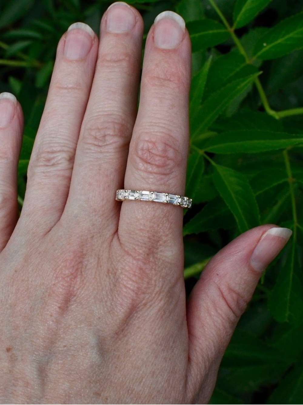 2.53 ctw Emerald Cut Lab-Grown Diamond Eternity Band in 14K Yellow Gold